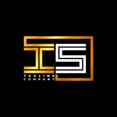Logo harfli monogram şekil çizgisi altın vektör şablonu. İş monogram şirketi