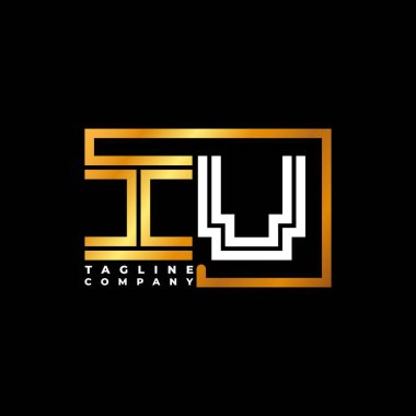 IV Logo harfli monogram şekil çizgisi altın vektör şablonu. İş monogram şirketi