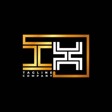 IX Logo harfli monogram şekil çizgisi altın vektör şablonu. İş monogram şirketi