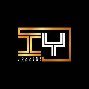 IY Logo harfi monogram şekil çizgisi altın vektör şablonu. İş monogram şirketi