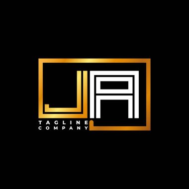 JA Logo harfi monogram şekil çizgisi altın vektör şablonu. İş monogram şirketi