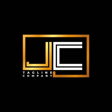 JC Logo harfi monogram şekil çizgisi altın vektör şablonu. İş monogram şirketi