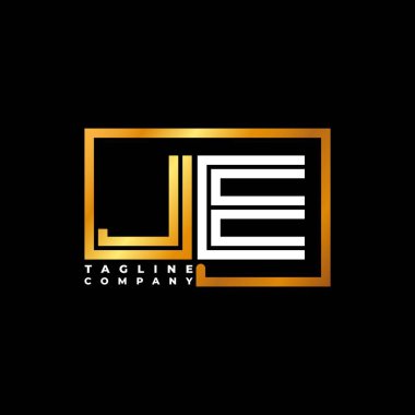 JE Logo harfli monogram şekil çizgisi altın vektör şablonu. İş monogram şirketi