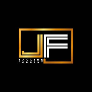 JF Logo harfi monogram şekil çizgisi altın vektör şablonu. İş monogram şirketi