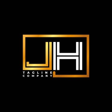 JH Logo harfi monogram şekil çizgisi altın vektör şablonu. İş monogram şirketi