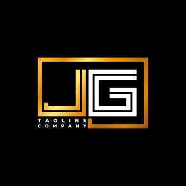 JG Logo harfi monogram şekil çizgisi altın vektör şablonu. İş monogram şirketi