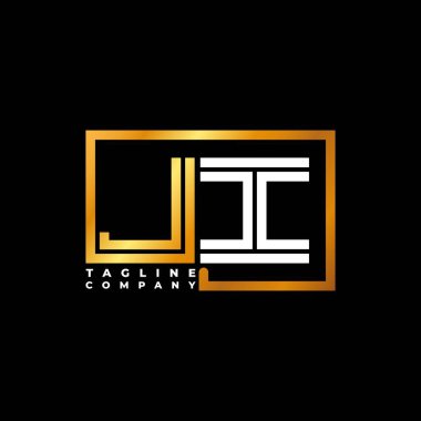 JI Logo harfi monogram şekil çizgisi altın vektör şablonu. İş monogram şirketi
