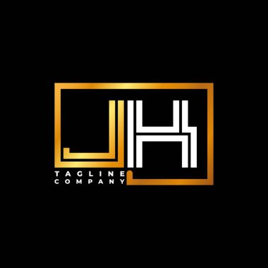 JK Logo harfli monogram şekil çizgisi altın vektör şablonu. İş monogram şirketi