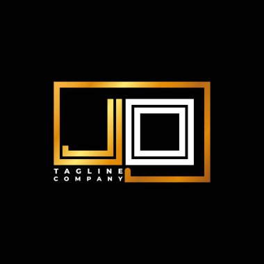 JO Logo harfi monogram şekil çizgisi altın vektör şablonu. İş monogram şirketi