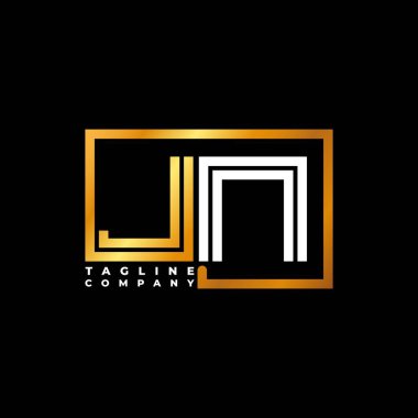 JN Logo harfli monogram şekil çizgisi altın vektör şablonu. İş monogram şirketi