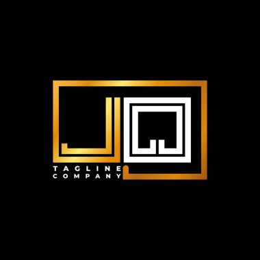 JQ Logo harfli monogram şekil çizgisi altın vektör şablonu. İş monogram şirketi