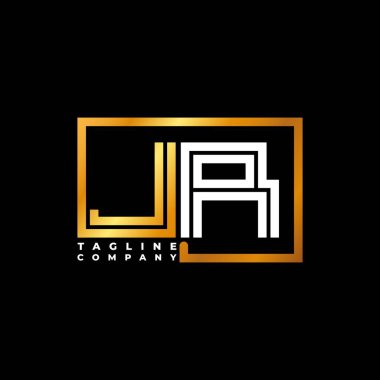 JR Logo harfi monogram şekil çizgisi altın vektör şablonu. İş monogram şirketi