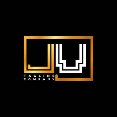 JV Logo harfi monogram şekil çizgisi altın vektör şablonu. İş monogram şirketi