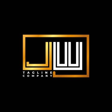 JW Logo harfi monogram şekil çizgisi altın vektör şablonu. İş monogram şirketi
