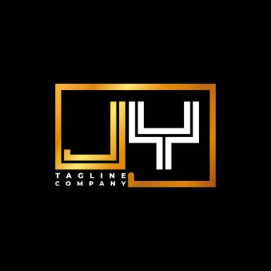 JY Logo harfi monogram şekil çizgisi altın vektör şablonu. İş monogram şirketi