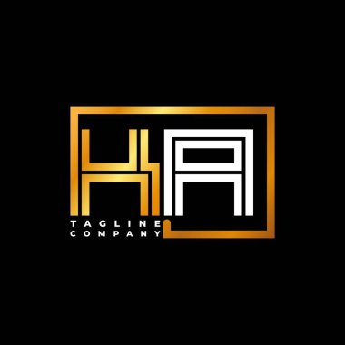KA Logo harfi monogram şekil çizgisi altın vektör şablonu. İş monogram şirketi