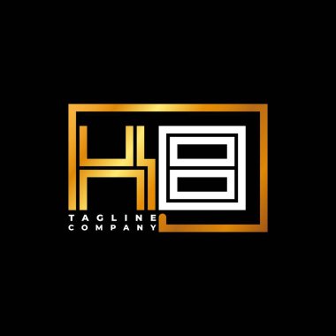 KB Logo harfli monogram şekil çizgisi altın vektör şablonu. İş monogram şirketi