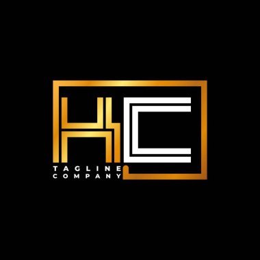 KC Logo harfli monogram şekil çizgisi altın vektör şablonu. İş monogram şirketi
