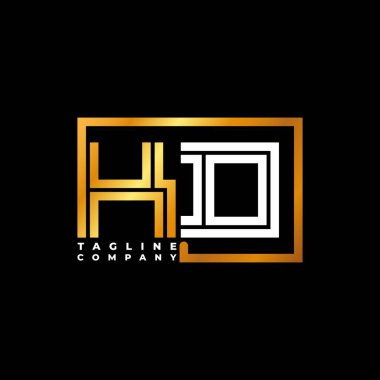 KD Logo harfli monogram şekil çizgisi altın vektör şablonu. İş monogram şirketi