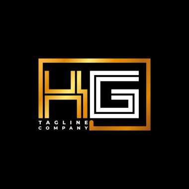 KG Logo harfi monogram şekil çizgisi altın vektör şablonu. İş monogram şirketi