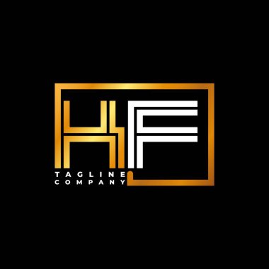 KF Logo harfi monogram şekil çizgisi altın vektör şablonu. İş monogram şirketi