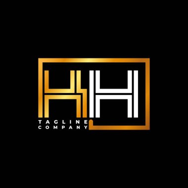 KH Logo harfli monogram şekil çizgisi altın vektör şablonu. İş monogram şirketi