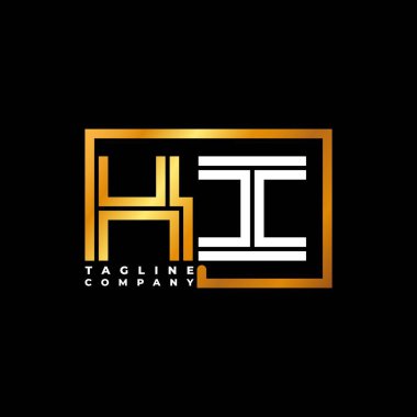 KI Logo harfi monogram şekil çizgisi altın vektör şablonu. İş monogram şirketi