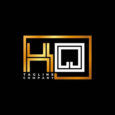 KQ Logo harfli monogram şekil çizgisi altın vektör şablonu. İş monogram şirketi