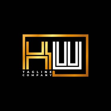 KW Logo harfli monogram şekil çizgisi altın vektör şablonu. İş monogram şirketi