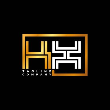 KX Logo harfli monogram şekil çizgisi altın vektör şablonu. İş monogram şirketi