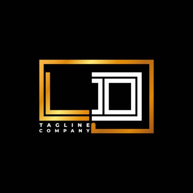 LD Logo harfli monogram şekilli altın vektör şablonu. İş monogram şirketi