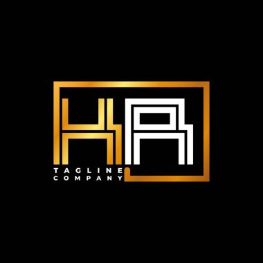 KR Logo harfli monogram şekil çizgisi altın vektör şablonu. İş monogram şirketi