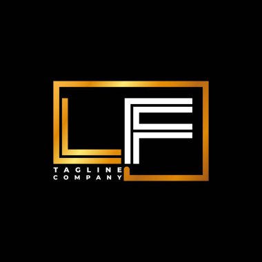 LF Logo harfli monogram şekil çizgisi altın vektör şablonu. İş monogram şirketi