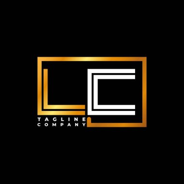 LC Logo harfi monogram şekil çizgisi altın vektör şablonu. İş monogram şirketi