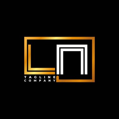 LN Logo harfli monogram şekil çizgisi altın vektör şablonu. İş monogram şirketi