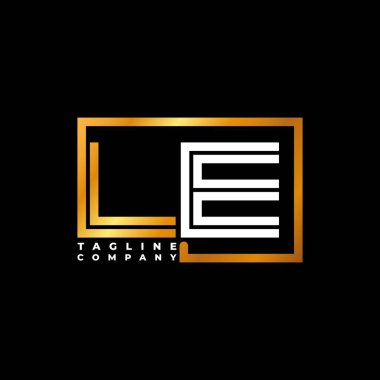 LE logo harfli monogram şekil çizgisi altın vektör şablonu. İş monogram şirketi