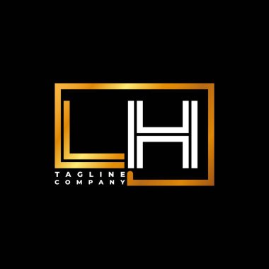 LH Logo harfli monogram şekil çizgisi altın vektör şablonu. İş monogram şirketi