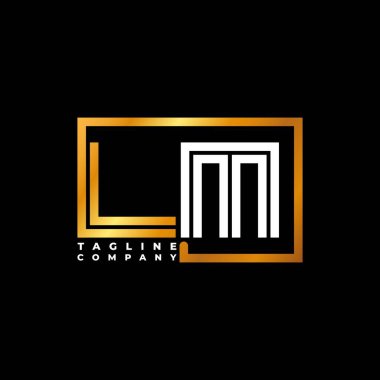 LM Logo harfli monogram şekil çizgisi altın vektör şablonu. İş monogram şirketi