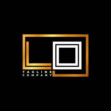 LO Logo harfli monogram şekil çizgisi altın vektör şablonu. İş monogram şirketi