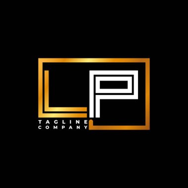 LP Logo harfli monogram şekil çizgisi altın vektör şablonu. İş monogram şirketi