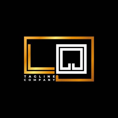 LQ Logo harfli monogram şekil çizgisi altın vektör şablonu. İş monogram şirketi