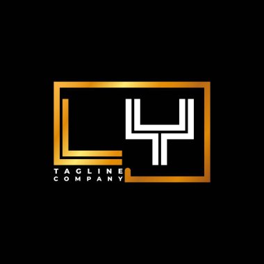 LY logo harfi monogram şekil çizgisi altın vektör şablonu. İş monogram şirketi
