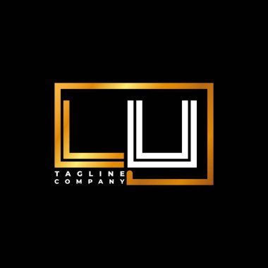 LU Logo harfli monogram şekil çizgisi altın vektör şablonu. İş monogram şirketi
