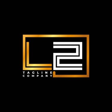 LZ Logo harfli monogram şekil çizgisi altın vektör şablonu. İş monogram şirketi