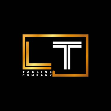 LT Logo harfi monogram şekil çizgisi altın vektör şablonu. İş monogram şirketi