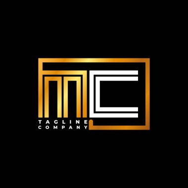 MC Logo harfli monogram şekil çizgisi altın vektör şablonu. İş monogram şirketi