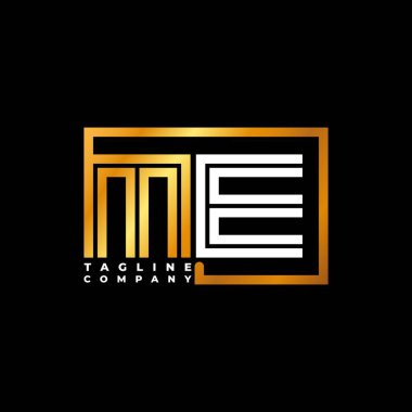 ME logo harfi monogram şekil çizgisi altın vektör şablonu. İş monogram şirketi
