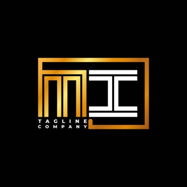 MI Logo harfi monogram şekil çizgisi altın vektör şablonu. İş monogram şirketi