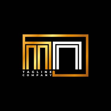 MN Logo harfli monogram şekil çizgisi altın vektör şablonu. İş monogram şirketi