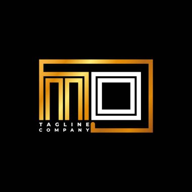 MO Logo harfli monogram şekil çizgisi altın vektör şablonu. İş monogram şirketi